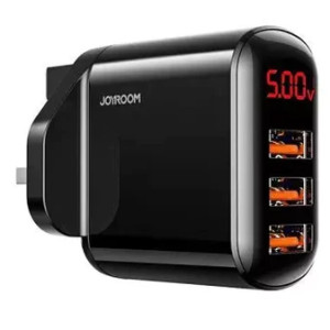 JOYROOM  3.4A DIGITAL DISPLAY WALL CHARGER  TRIPLE USB-A  HKL-USB59  BLACK  UK PLUG