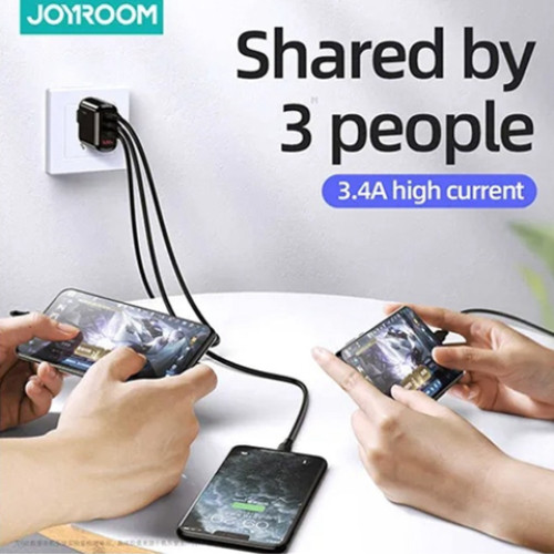 JOYROOM  3.4A DIGITAL DISPLAY WALL CHARGER  TRIPLE USB-A  HKL-USB59  BLACK  UK PLUG