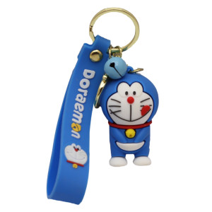 Cute Doraemon Cartoon Keyring Action Character 3D Rubber Silicone Keychain For Car & Bike Gifting With Key Ring Anti-Rust