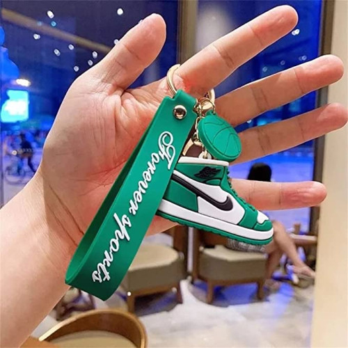 New Trending Sneakers keychains 3D Cute Sneakers/Shoe Design Keychain with Loop and Hook Key Chain (Green)