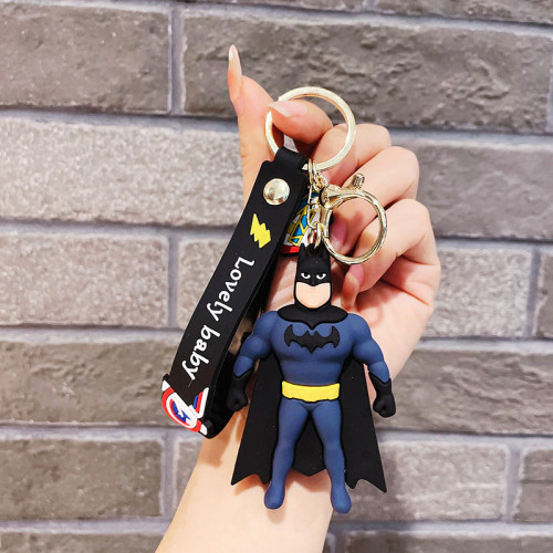 Super Hero Cartoon Cute Car Keyring Pendant Kids Adults Bat Man 3d Cartoon PVC Keychains