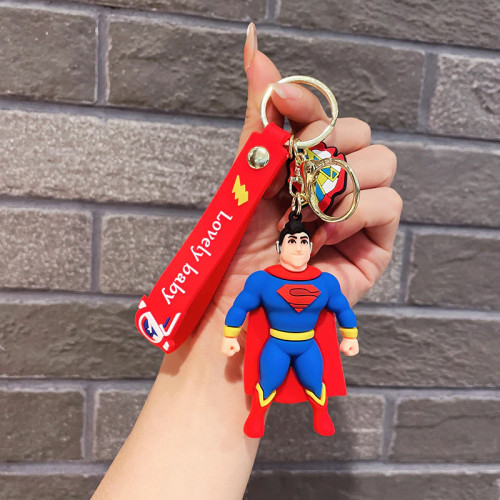 Super Hero Cartoon Cute Car Keyring Pendant Kids Adults Super Man 3d Cartoon PVC Keychains