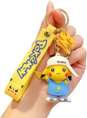 Pokemon Cartoon Keychain 3D Cute Anime Keyring Key Rings Phone Bag Pendant Decoration Accessory Gift for Womens Mens Girls Boys