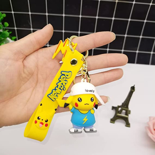 Pokemon Cartoon Keychain 3D Cute Anime Keyring Key Rings Phone Bag Pendant Decoration Accessory Gift for Womens Mens Girls Boys