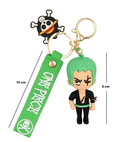 3D Anime One Piece Roronoa Zoro Keychain with Charm and Hook