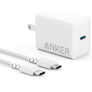 Anker 65W PD Compact Fast Charger Adapter with 6 ft USB-C to USB-C Cable, PowerPort III