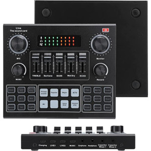 Live Sound Card Audio Interface Adjustable Audio Mixer for Live Podcast Recording