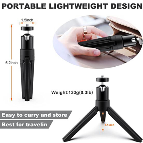 Mini Tripod Stand 6.3 Inch [Universal 1/4 Screw] [Ballhead]  For Mini Projector/Cameras/Mobile