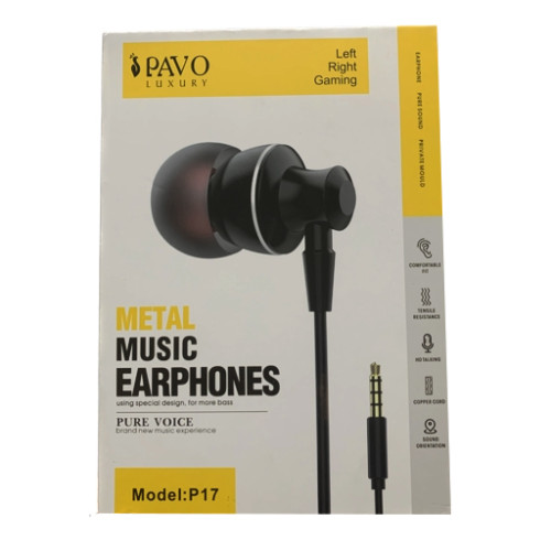 PAVO P17 Luxury Metal Music Earphones