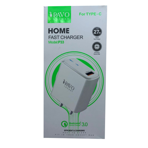 Pavo Luxury P33 27W Home Fast Charger For Type-C