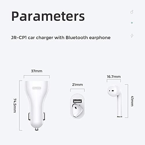 Joyroom JR-CP1 Car Charger with Bluetooth Earphone Touch Sensor On Earbud v5.0 ( 100% genuine product)