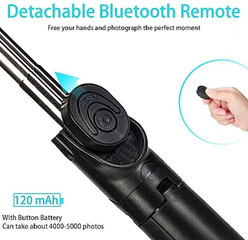 R1s Bluetooth  with Remote And  Light, 3-in-1 Multifunctional Selfie Stick Tripod Stand Compatible With  All Smartphones