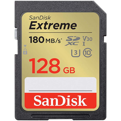 SanDisk Extreme 128GB UHS-I U3 Memory Card 180 MBs SDXC SD Card Full HD 4K Video