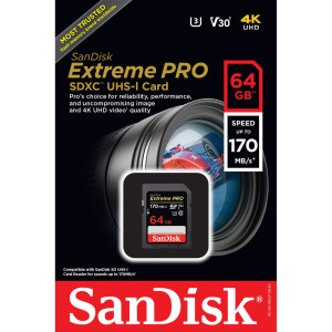 SanDisk Extreme 64GB UHS-I U3 Memory card 170MBs SDXC SD Card Full HD 4K Video