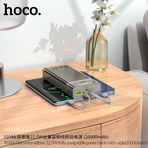 Hoco J104A Discovery Edition 22.5W Fully Compatible Power Bank With Cable(20000mAh)