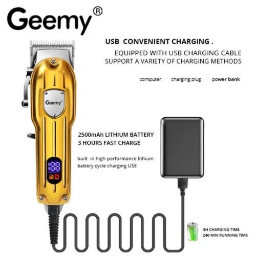 Geemy GM-6716 Rechargeable Metal Hair Clipper