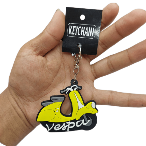 Vespa Both Sided 3D Rubber Keyring - Yellow