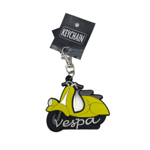 Vespa Both Sided 3D Rubber Keyring - Yellow