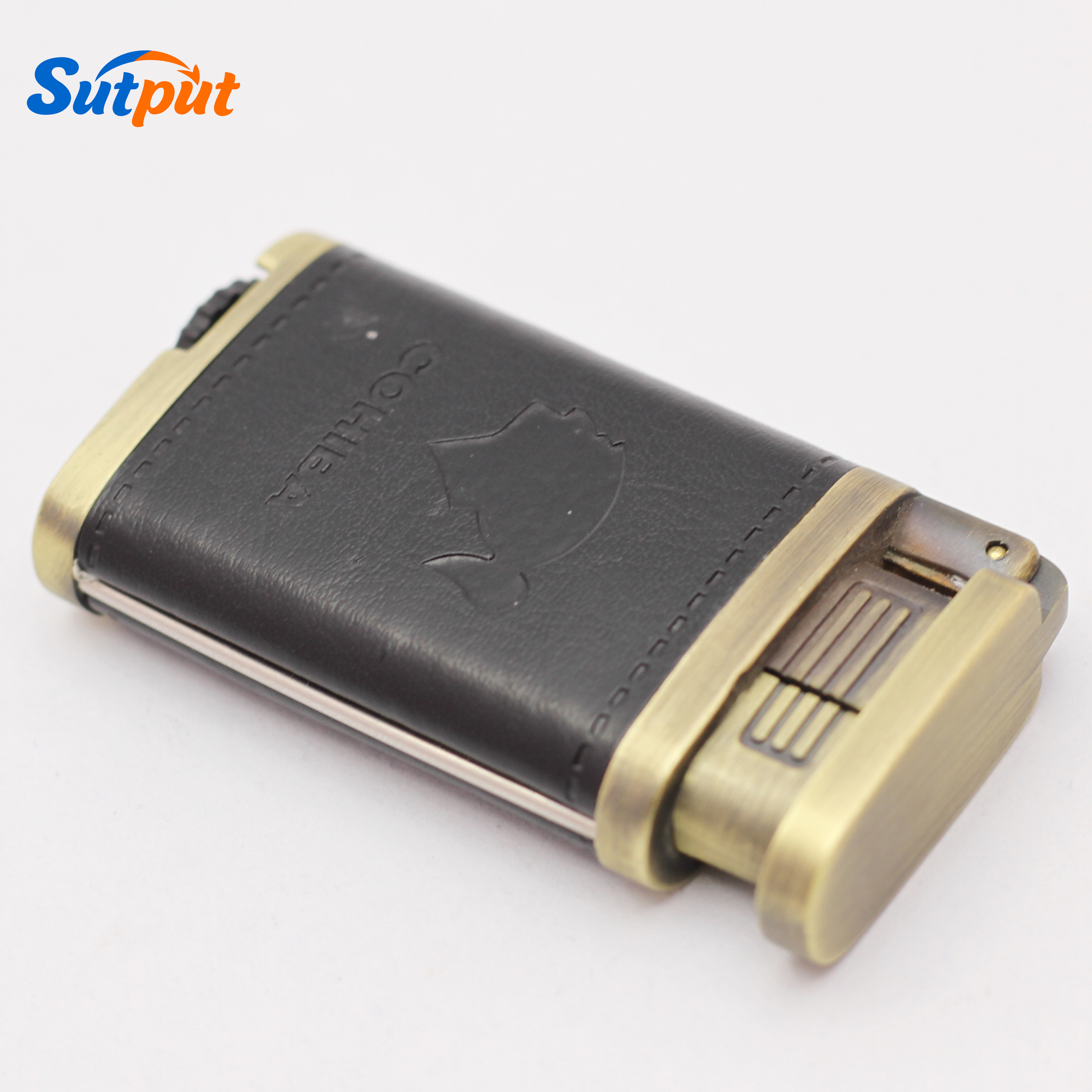 New Cohiba Design Metal And Leather Made Refillable Gas Lighter