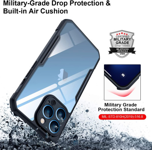 iPhone 13 Pro Max XUNDD Case Integrated Camera Protection, Military Grade Drop Tested, Slim Clear Back With Shockproof Soft TPU Bumper Frame Cover