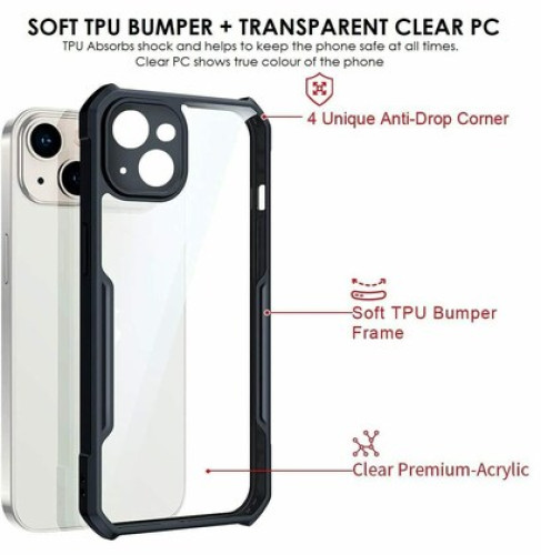 iPhone 14 Plus XUNDD Case  Integrated Camera Protection, Military Grade Drop Tested, Slim Clear Back With Shockproof Soft TPU Bumper Frame Cover