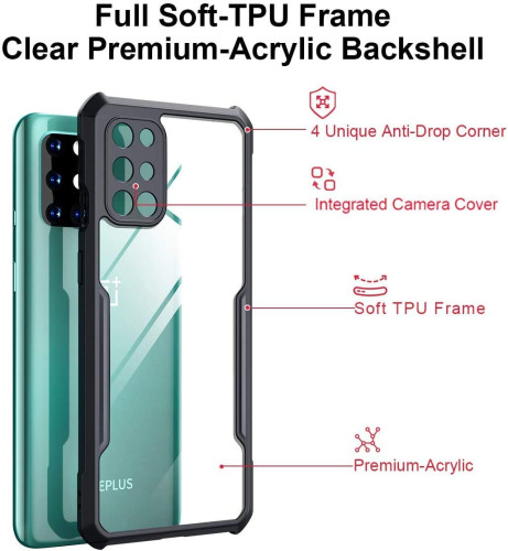 One Plus 8T XUNDD Case  Integrated Camera Protection, Military Grade Drop Tested, Slim Clear Back With Shockproof Soft TPU Bumper Frame Cover