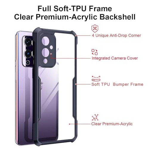 One Plus 9 XUNDD Case Integrated Camera Protection, Military Grade Drop Tested, Slim Clear Back With Shockproof Soft TPU Bumper Frame Cover