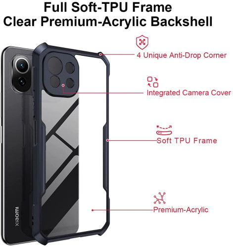 Redmi MI 11 Lite XUNDD Case For Integrated Camera Protection, Military Grade Drop Tested, Slim Clear Back With Shockproof Soft TPU Bumper Frame Cover