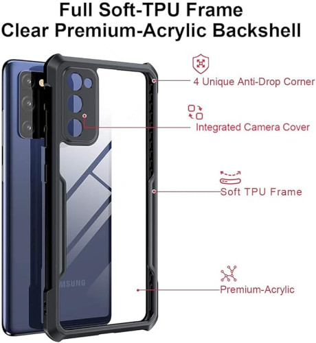 Samsung Galaxy S20 FE XUNDD Case Integrated Camera Protection, Military Grade Drop Tested, Slim Clear Back With Shockproof Soft TPU Bumper Frame Cover