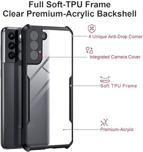 Samsung Galaxy S21 Plus XUNDD Case Integrated Camera Protection, Military Grade Drop Tested, Slim Clear Back With Shockproof Soft TPU Bumper Frame Cover