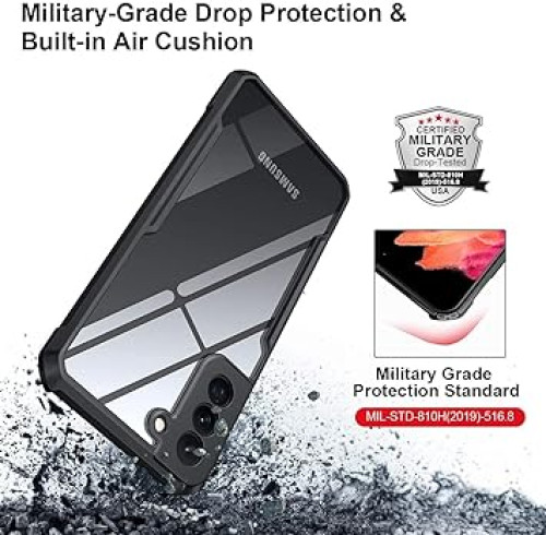 Samsung Galaxy S21 Plus XUNDD Case Integrated Camera Protection, Military Grade Drop Tested, Slim Clear Back With Shockproof Soft TPU Bumper Frame Cover