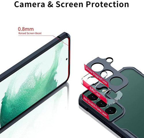 Samsung Galaxy S22 Plus XUNDD Case Integrated Camera Protection, Military Grade Drop Tested, Slim Clear Back With Shockproof Soft TPU Bumper Frame Cover