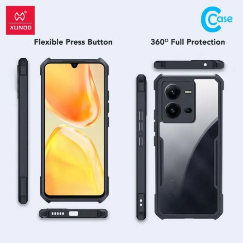 V25 5G  V25E XUNDD Case For Vivo  Integrated Camera Protection, Military Grade Drop Tested, Slim Clear Back With Shockproof Soft TPU Bumper Frame Cover