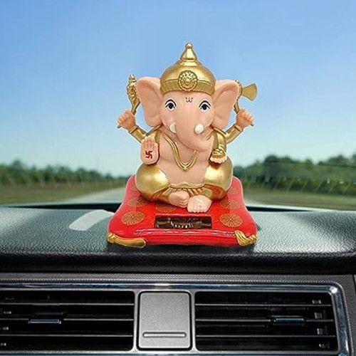 CAAJU Solar Ganesha for car Dashboard Moving Hands Statue for Car, Home and Office Ganpati Bappa Idol for Home Decoration