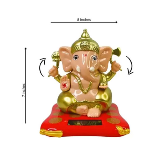 CAAJU Solar Ganesha for car Dashboard Moving Hands Statue for Car, Home and Office Ganpati Bappa Idol for Home Decoration