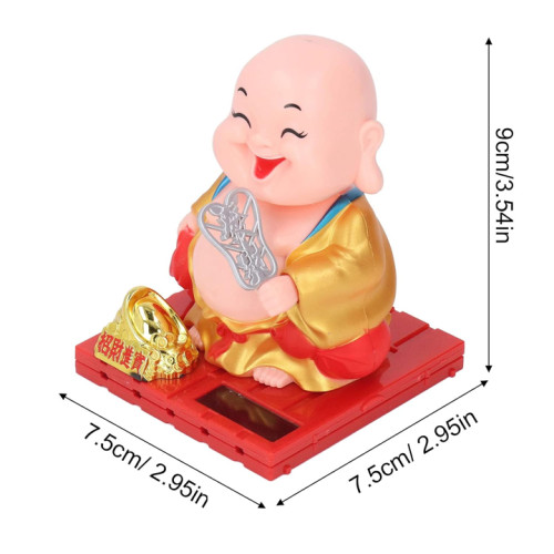 Ketsicart Monk Decoration, Buddha Statue Solar Power Eco Friendly for Indoor (Golden)