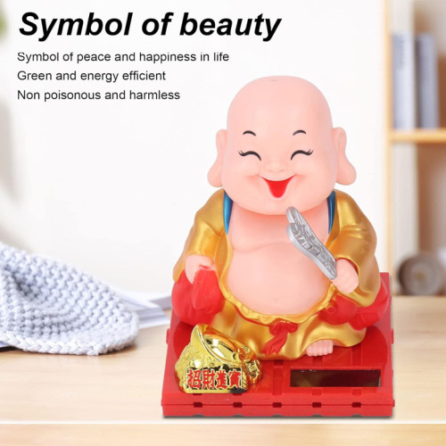 Ketsicart Monk Decoration, Buddha Statue Solar Power Eco Friendly for Indoor (Golden)