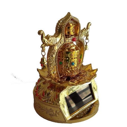 Solar Energy Prayer Wheel Feng Shui Dharma Wheel (12.5 cm x 10 cm x 10 cm)