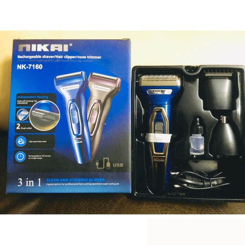 Nikai Rechargeable Shaver Hair Clipper Nose, 3In1 Trimmer NK-7160