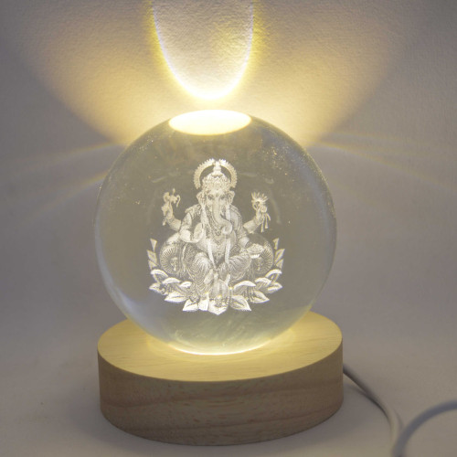 Large Crystal Ball For Ganesh In Flower Bedside Light Holiday Gift 3D Lamp Home Decor for Bedroom