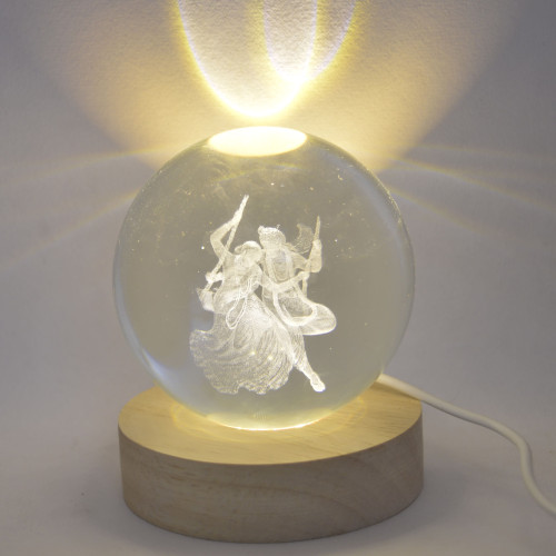 Large Crystal Ball For Radha Krishna Bedside Light Holiday Gift 3D Lamp Home Decor for Bedroom