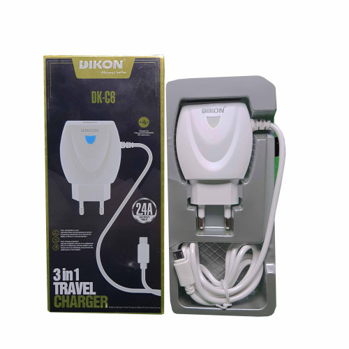 Dikon DK-C6 3 in 1  2.4A Travel Charger