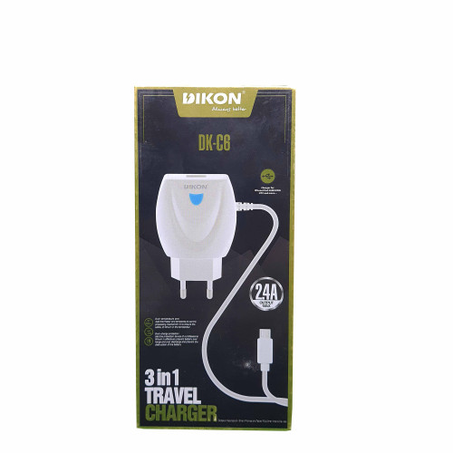 Dikon DK-C6 3 in 1  2.4A Travel Charger