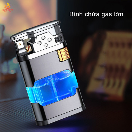 Fashionable Cigar Gas Metal Refillable Injectable Turbo Jet  Frame Lock Function, Residual Gas Visualization, Gift, Windproof, Lightweight Lighter