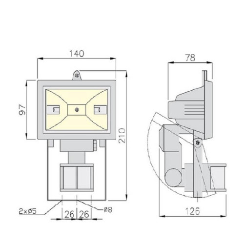 500W hermetic garden halogen lamp with dusk motion sensor