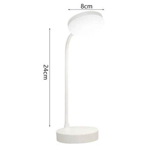 LED Eye Protection Desk Lamp, Built-In Lithium Battery, Button Three-Speed Dimming, 360-Degree Rotating Reading Light,Gray-1933