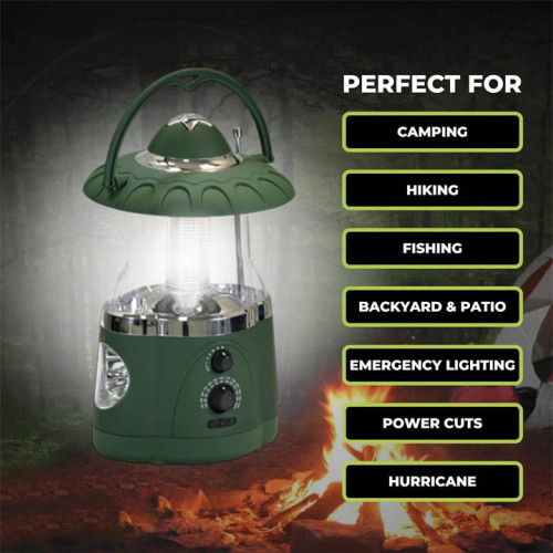 Multifunctional Radio Camping Lantern, Battery Powered, LED Lantern, Tent Light, Perfect Lantern Flashlight for Hurricane, Emergency, Survival Kits, Hiking, Fishing, Home Decor