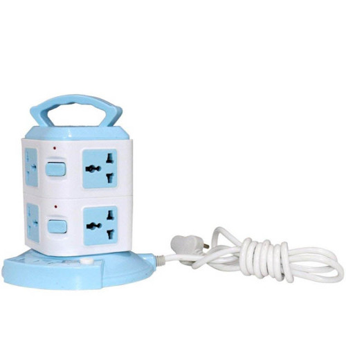 Multifunctional Vertical Socket 2-Layer 8 Sockets and Dc 5V USB Port Extension Plug, Anti-Overload Protection