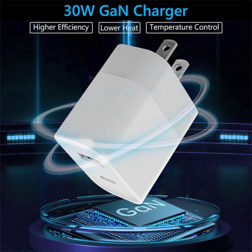 USB C 30W 2-Port PD 3.0 GaN Fast Charging, Wall Charger QC3.0 Compatible with Phone 13 12 Pro Max Galaxy S22 Ultra, Pixel 6 Pro, and More