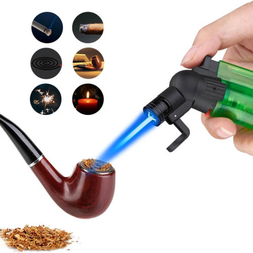 Bendable Head Windproof Jet Flame Gun Cigar Torch Butane Gas Straight Fire Refillable Lighter